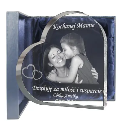 grawerowane serce ze zdjęciem dla mamy od dzieci ze zdjęciem